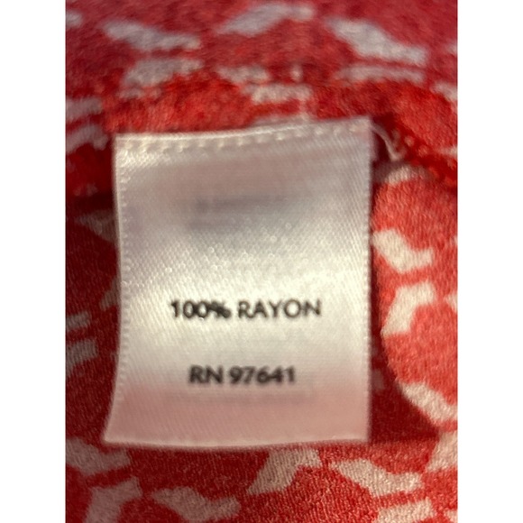 J Jill Red White Geometric Print Short Sleeve V Neck Top Women's Size Large - Picture 5 of 6